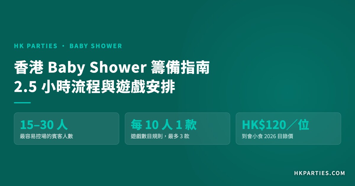 香港 Baby Shower 籌備指南 2026｜2.5 小時流程與遊戲安排